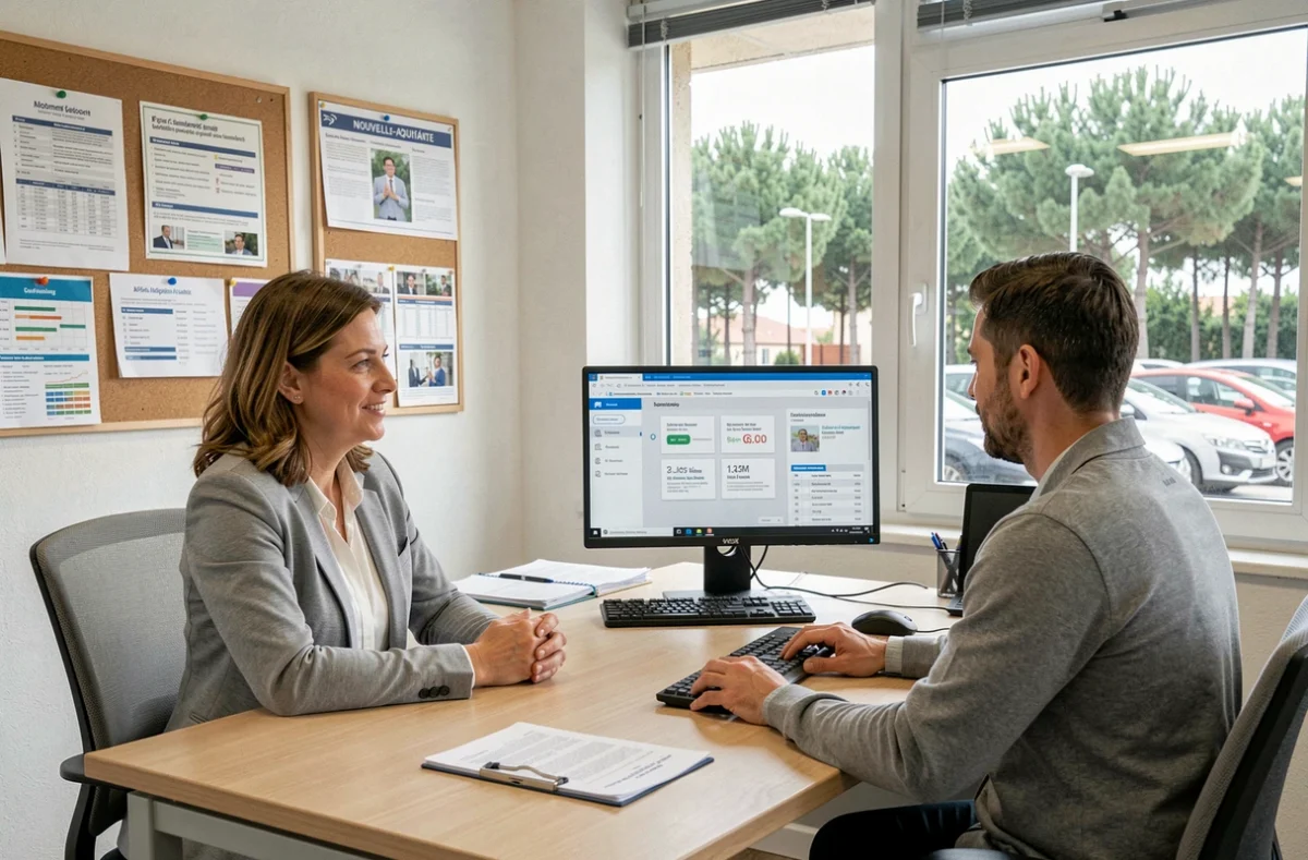 Conseillère AFPA en entretien d'orientation professionnelle avec un adulte en reconversion en Nouvelle-Aquitaine