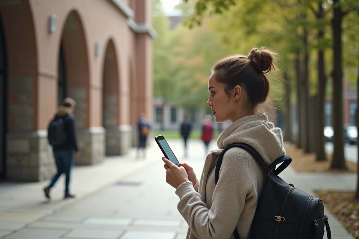 Femme avec smartphone devant l