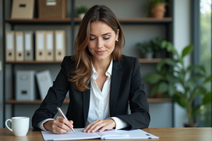Femme en milieu professionnel dans un bureau moderne