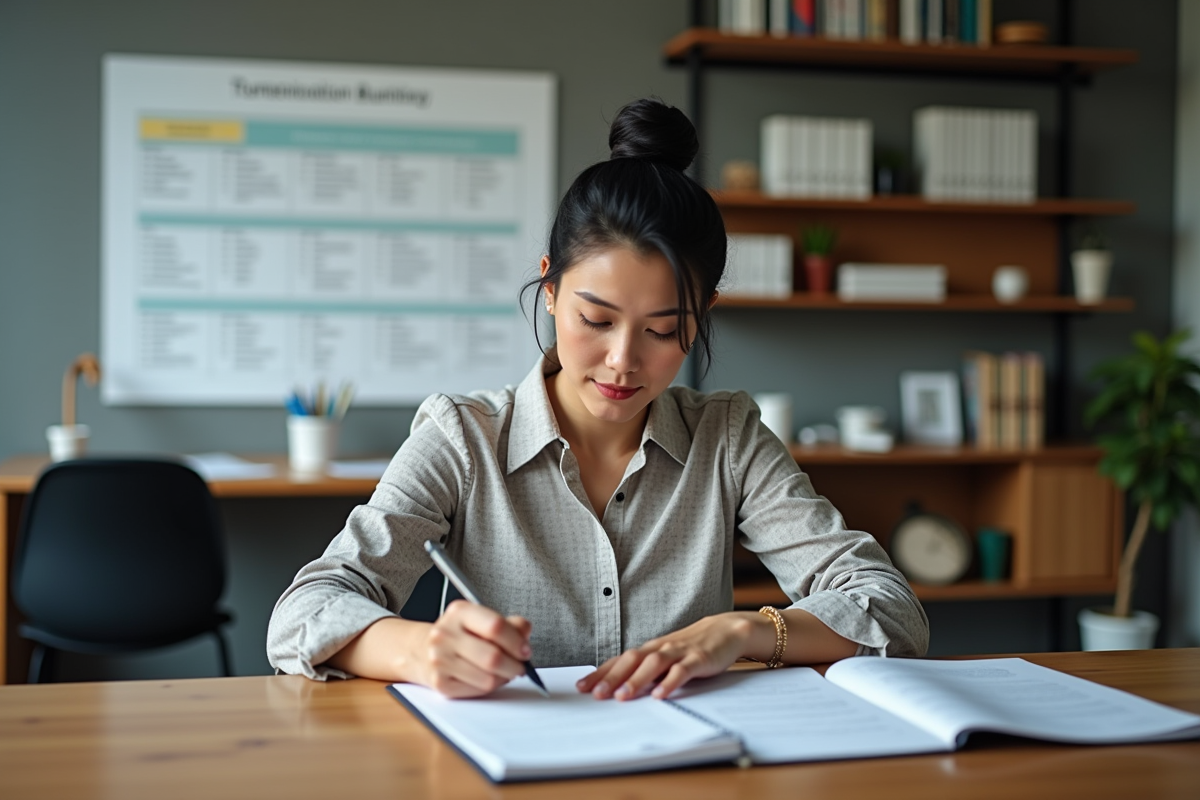 Femme concentrée prenant des notes lors d