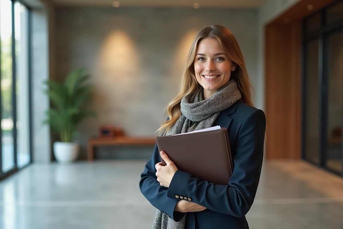 Femme confiante avec portefeuille dans l