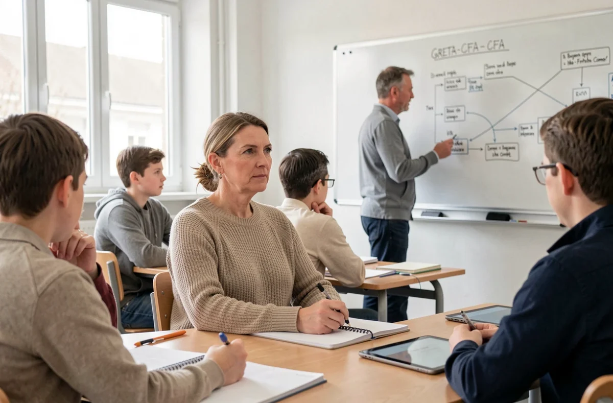 Apprenants adultes en formation dans une salle de classe du GRETA-CFA de Bourgogne-Franche-Comté