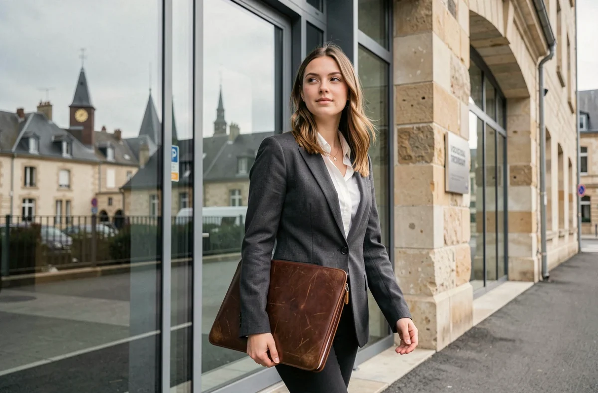 Jeune femme apprentie entrant dans le centre de formation Groupe Alternance Dijon