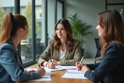 Groupe de professionnels en réunion dans un bureau moderne