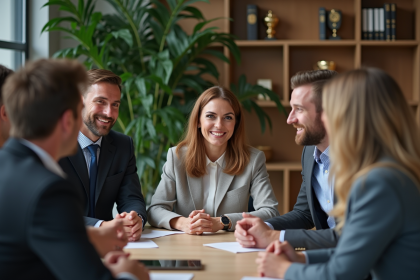 Groupe de professionnels lors d'une réunion en intérieur