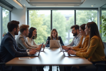 Groupe de professionnels en formation digitale en réunion