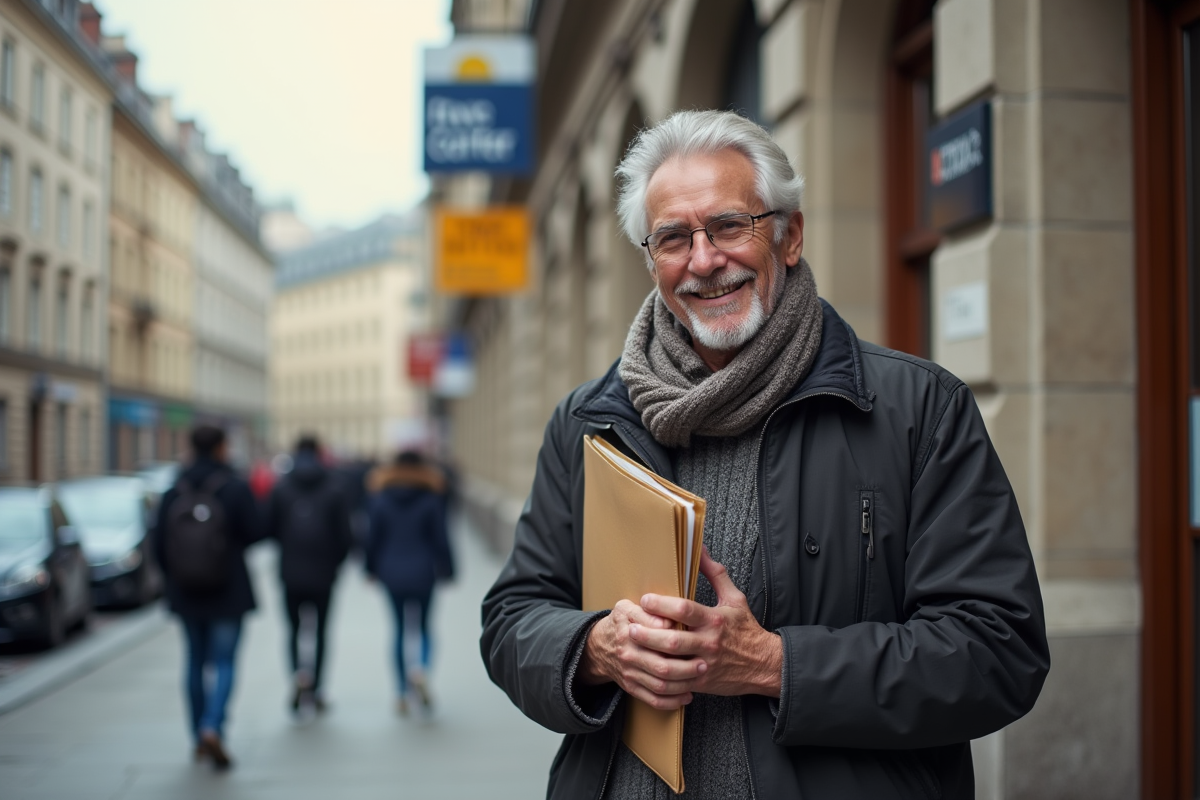 Homme souriant devant un centre d