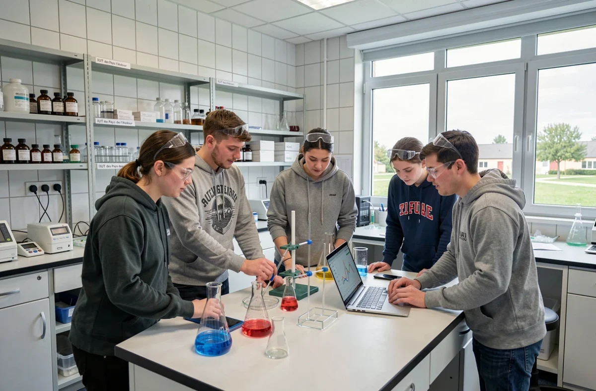 Étudiants de l'IUT des Pays de l'Adour site de Mont-de-Marsan en travaux pratiques de laboratoire