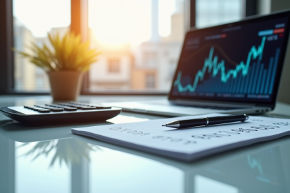 Trois outils financiers modernes sur un bureau lumineux