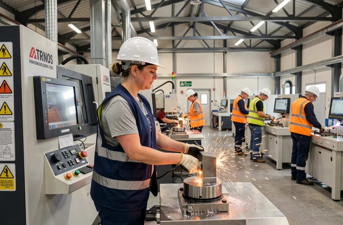 Technicienne en formation sur une machine CNC au Pôle Formation UIMM Adour à Tarnos