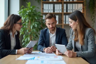 Groupe de professionnels en réunion de travail