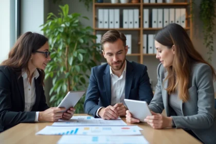 Groupe de professionnels en réunion de travail